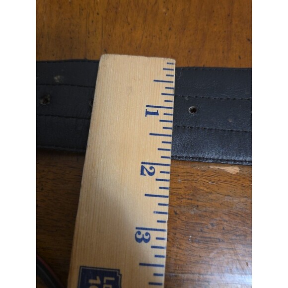 Leatherock Belt by Nina Arjani Brown Leather Cow Skull Leopard Print Size L Vntg - Picture 5 of 5